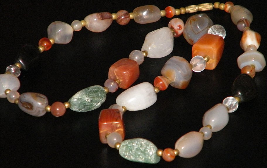 Natural Gemstone Quartz Agate Chunky Bead Necklace