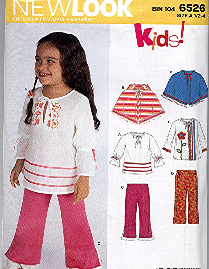 baby n Toddler Girls Top Pants Poncho size 1/2 1 2 3 4 Simplicity 6526