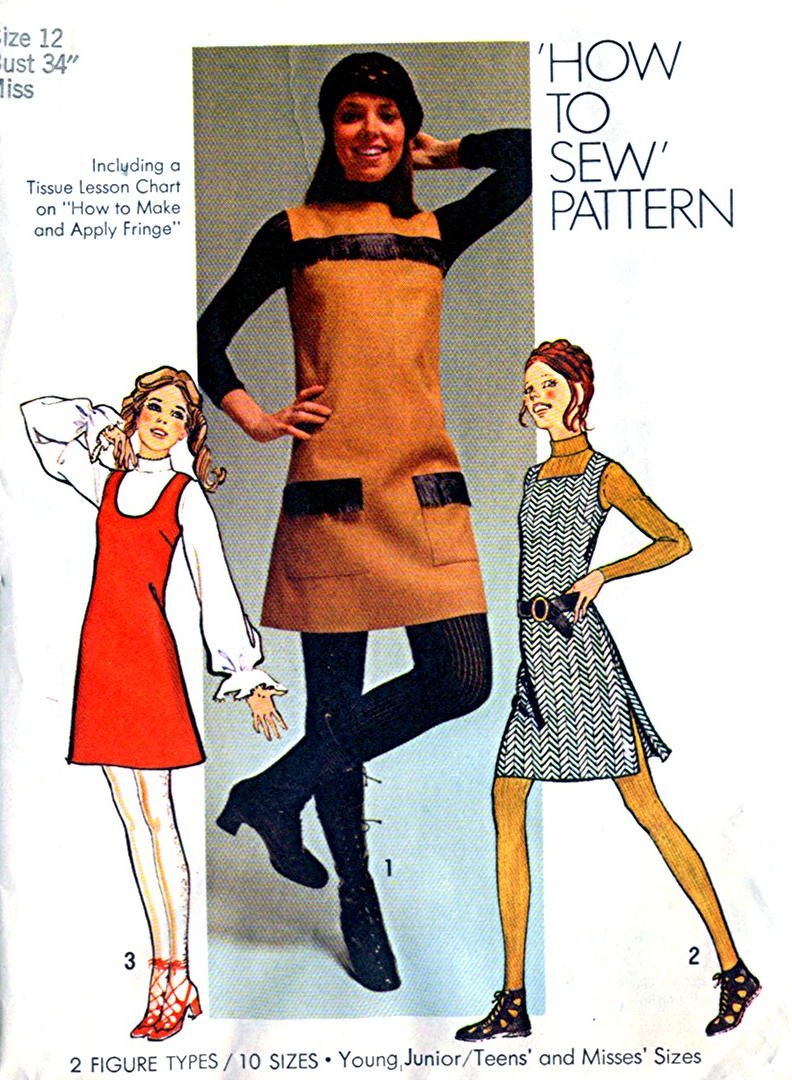 1970s Mini-Jumper Dress miss vintage sewing pattern Simplicity 9526