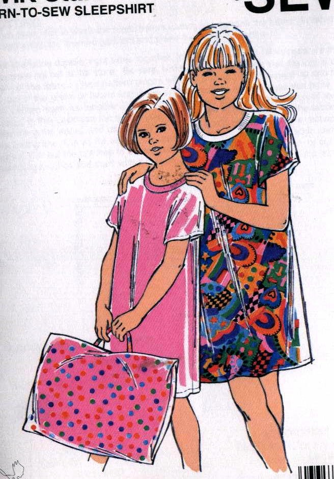 Sleepshirt, Pillowcase Take Along Bag girls sewing pattern 8-10-14-16 Kwik Sew 2322