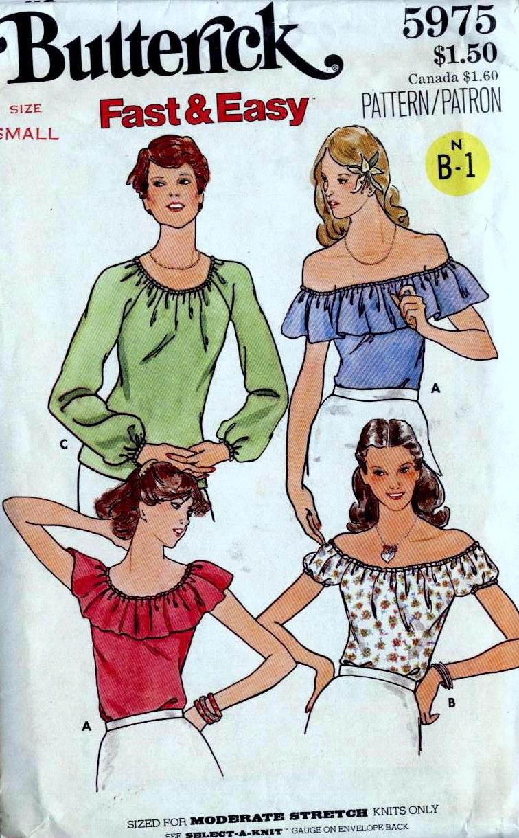 Misses Tops bust 31 1/2 and 32 1/2 Butterick 5975