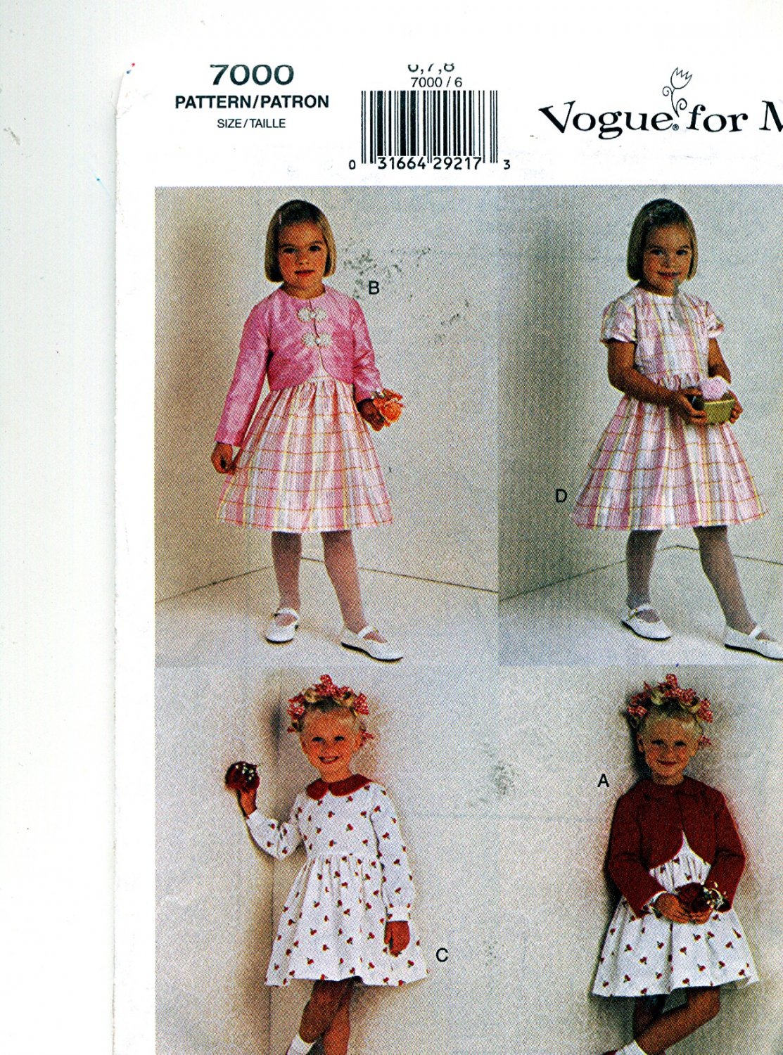 Girls Dress n Jacket size 6 7 8 sewing pattern Vogue 7000