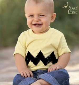 18 month Cartoon Charlie Yellow Black Zig Zag kids boys girls infant toddler t shirt