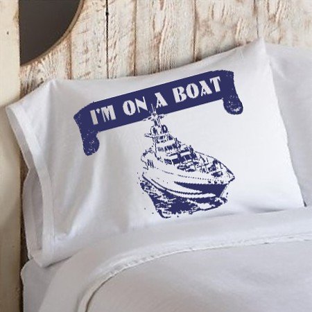 Navy Blue I'M ON A BOAT funny bedding nautical pillowcase