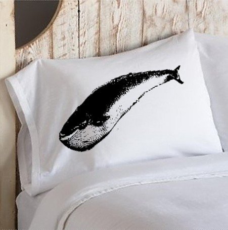 Black Blue Whale Nautical Pillowcase
