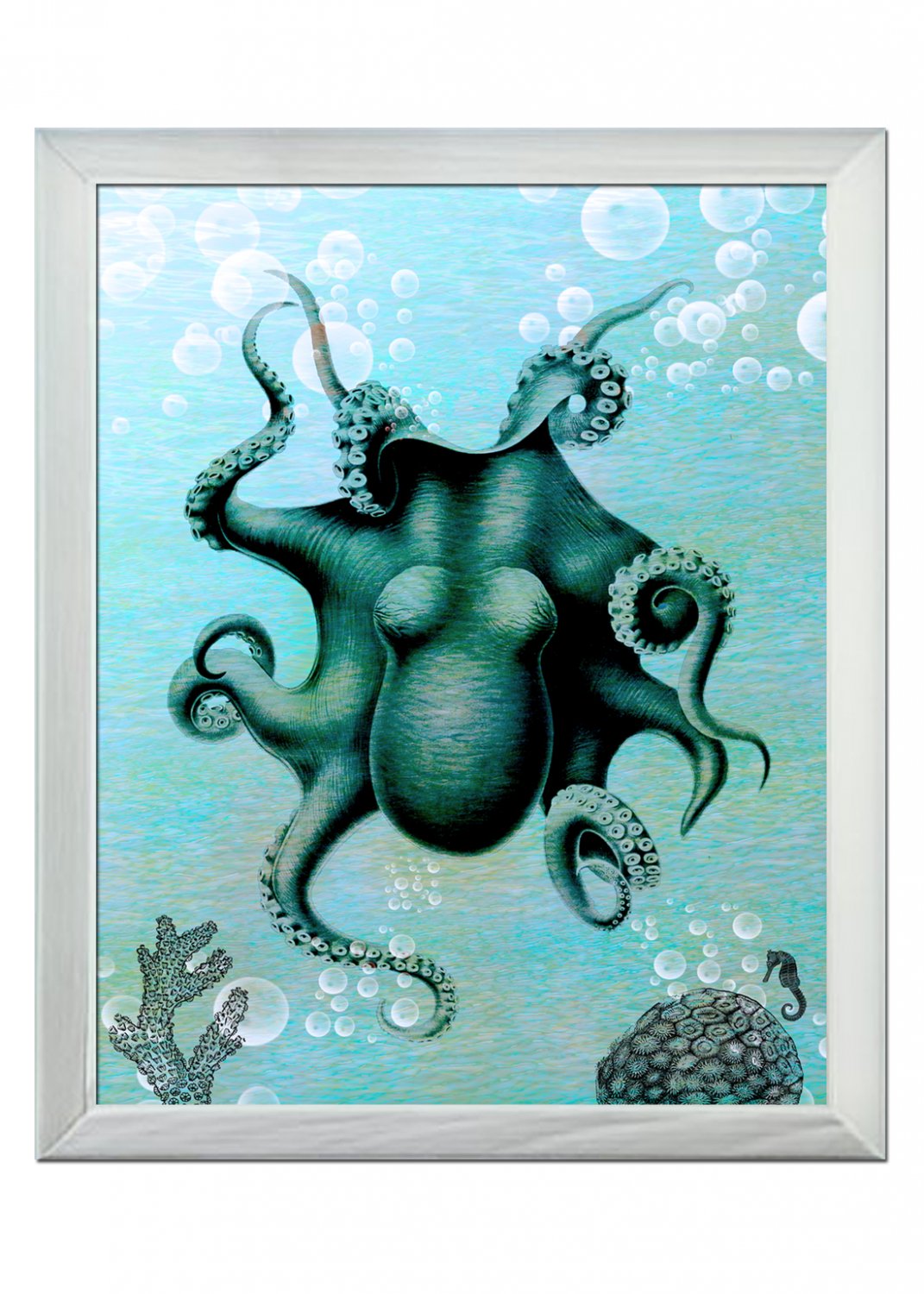 OCTOPUS BLUE WONDER 8x10 ART Prints WALL DECOR DONE BY ARTIST SoKe