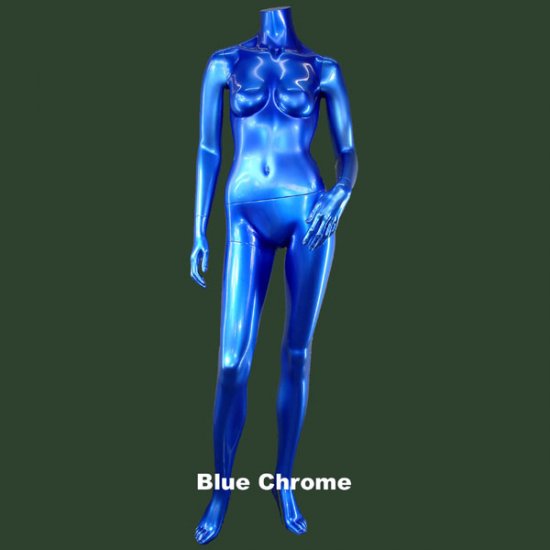 Blue Chrome Headless Female Mannequin
