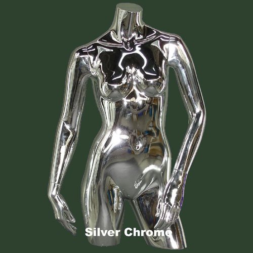 Silver Chrome Female Torso with Arms