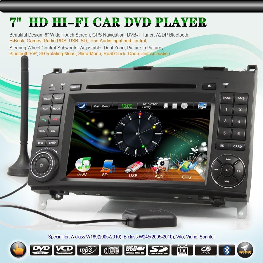 7 Hd Car Stereo Dvd Player System Android Tablet Gps 3G Dvb-T Wifi 2-Din