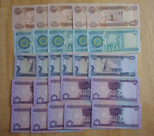 NEW IRAQI DINARS UNC 1,000x5 500x5 250x6 50x10 9,500