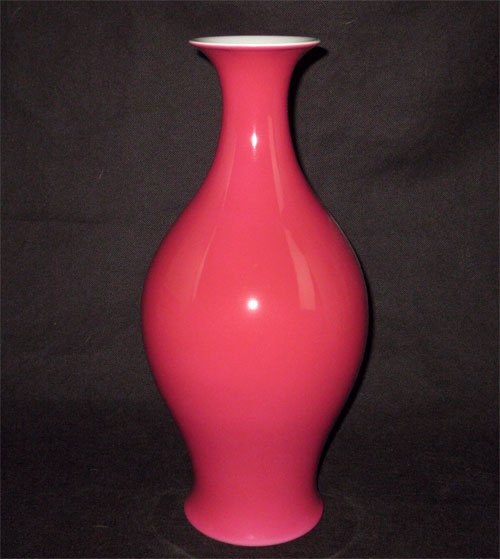 QING DYNASTY ROUGE-RED GLAZE Olive VASE #P2345
