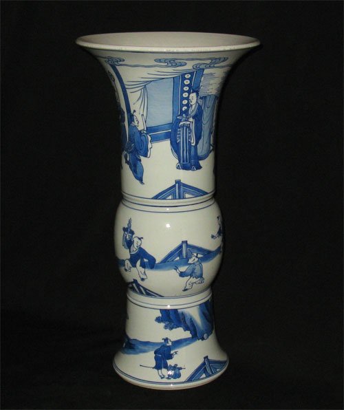 QING DYNASTY BLUE AND WHITE Gu VASE #P2335