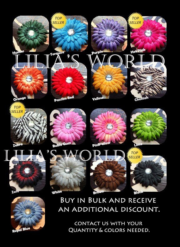 WHOLESALE COST GIRL GERBER 4" DAISY FLOWER HAIR CRYSTAL