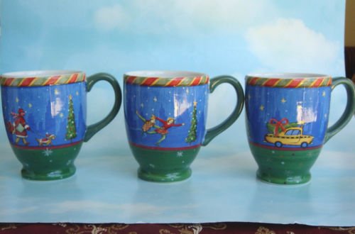 SANGO CHRISTMASTIME IN THE CITY MUGS SET 3 NEW