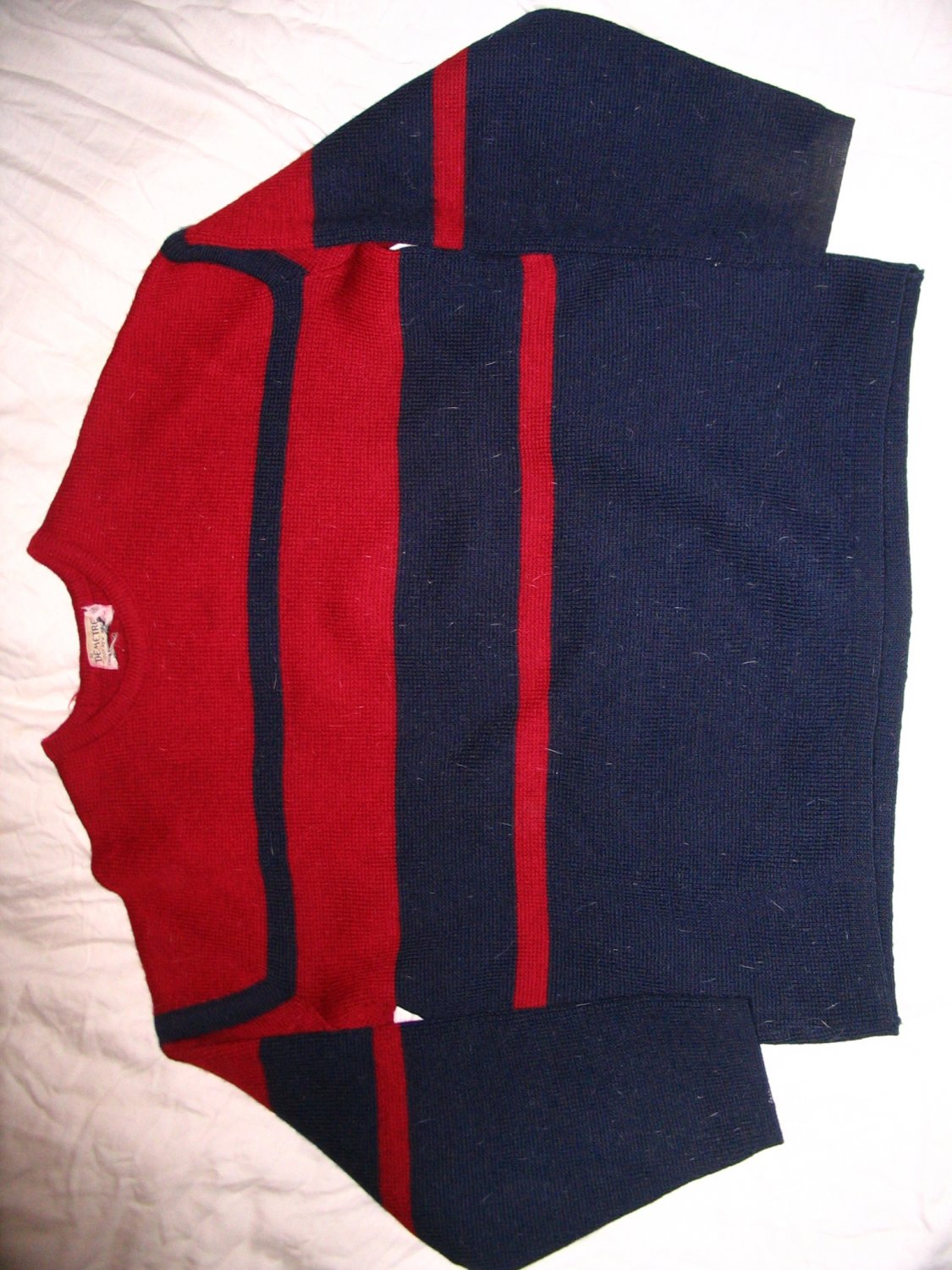 Demetre 100% Wool Sweater Red Navy Demeter