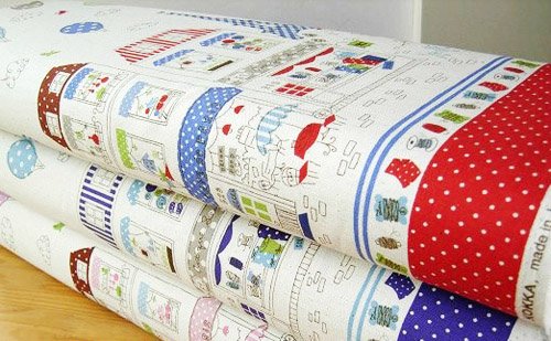 Eiffel Tower and Merry Go Round RED (half yard)