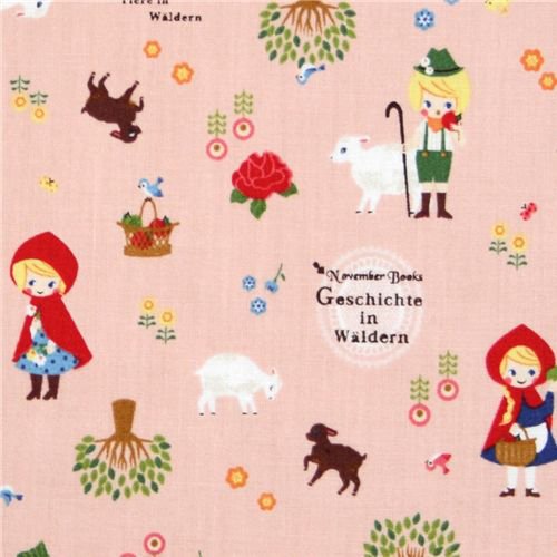 KOKKA Red Riding Hood FairyTale PINK (Half Yard)