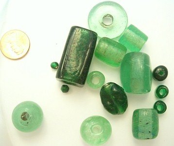 Lot of Very Large Green Glass Beads