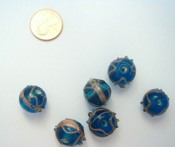 Round Blue Wedding Cake Style Beads