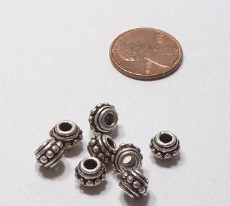 Round Silvertone Bali-style Bumpy Beads