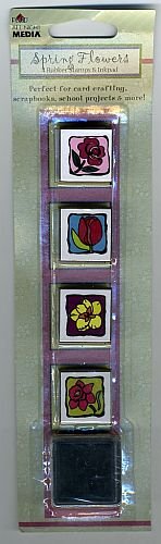 Spring Flowers Rubber Stamp Set with Inkpad