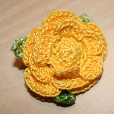 Yellow Rose of Texas Crochet Brooch