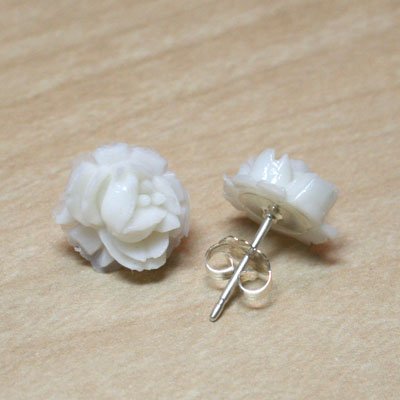 White Rose Earrings
