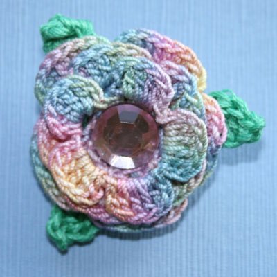 Crocheted Rose Brooch