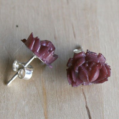Purple Rose Earrings