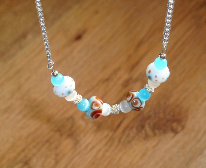 Java Blue Lampwork Necklace