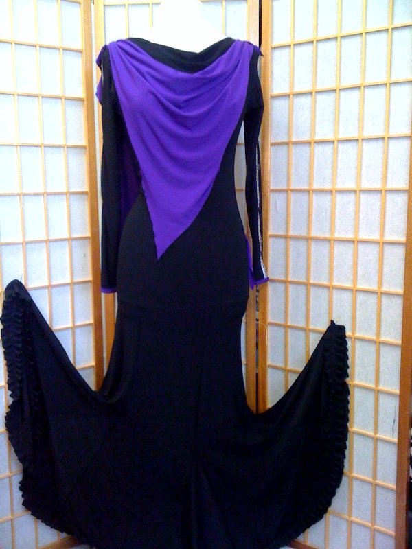 Black practice ballroom dance dress