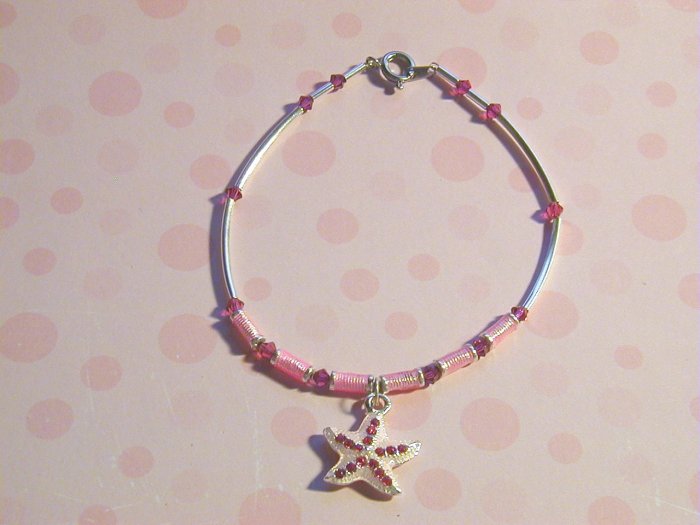 Starfish swarovski beaded anklet