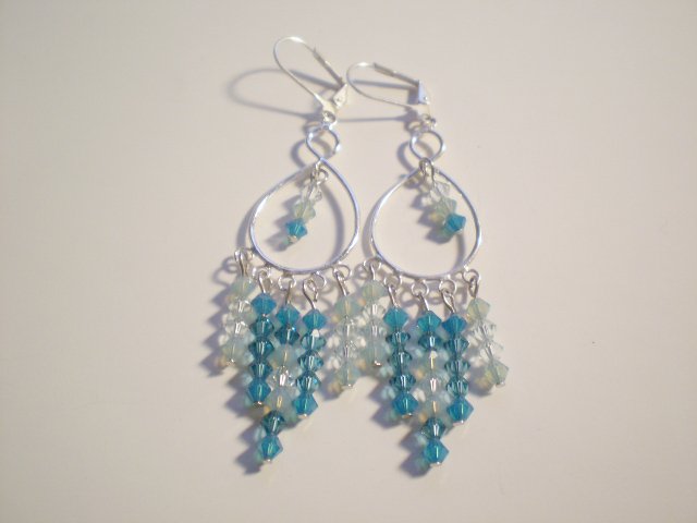Shades of Teal- Swarovski Chandelier Earrings