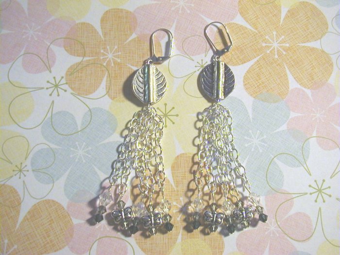 Silver leaf dangle earrings