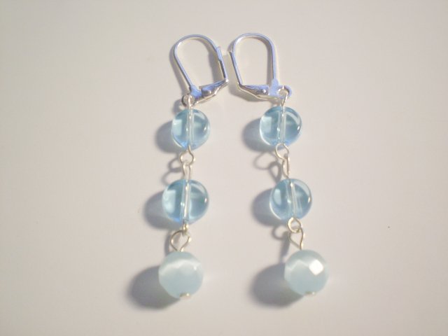 Blue glass and catseye earrings