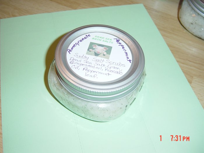 POMEGRANATE AND PEPPERMINT SCRUB AND GLOW SUDSY DEAD SEA SALT SCRUB - 8 OZ. JAR