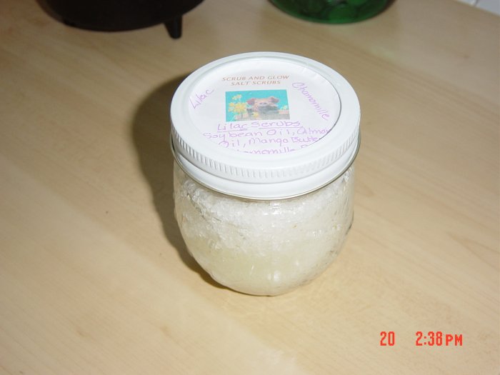 LILAC SCRUB AND GLOW DEAD SEA SALT SCRUB, 8oz. Jar