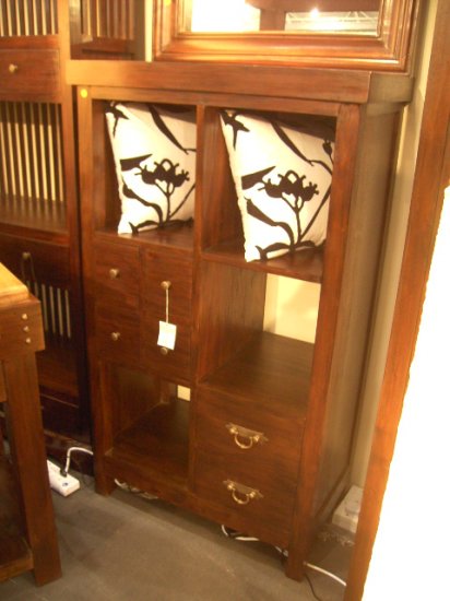 Bali Living Medium Size Book Shelf Open Display with 4 small drawer and 2 medium size drawers