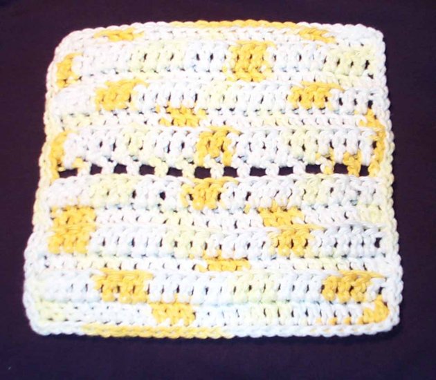 Set of 2 Daisy Cotton Crochet dishcloths, handdrawn tag - FREE SHIPPING
