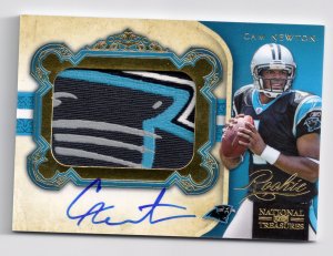 2011 National Treasures Cam Newton RPA Rookie Patch Auto 41/49 Panthers logo