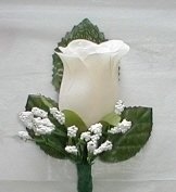 Ivory Silk Rose Boutonniere/Boutineers - Wedding -