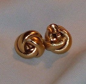 Vintage Monet Earrings Gold Tone Knot Clips
