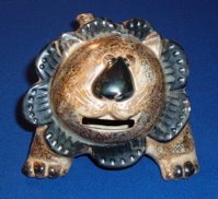 Vintage Japan Pottery Bank - Lion with great details