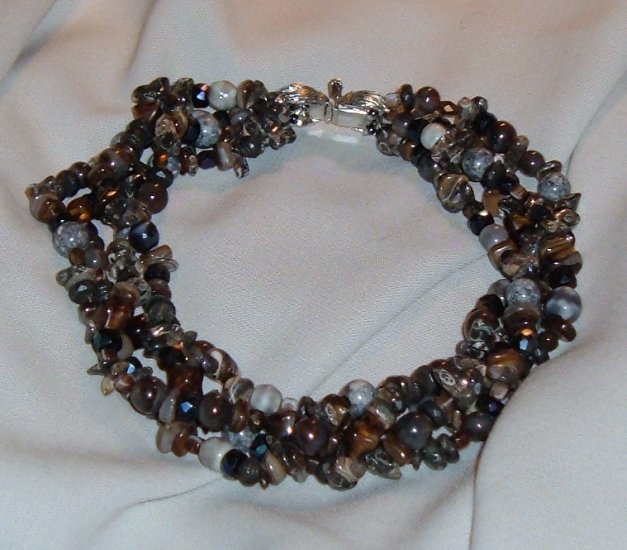 Necklace with Glass and Semi Precious Stones Free Shipping