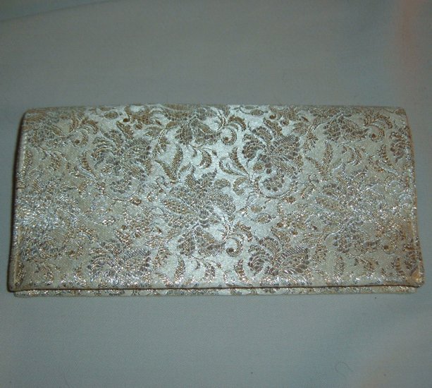 Vintage Brocade Clutch Evening Handbag in White circa 1960s