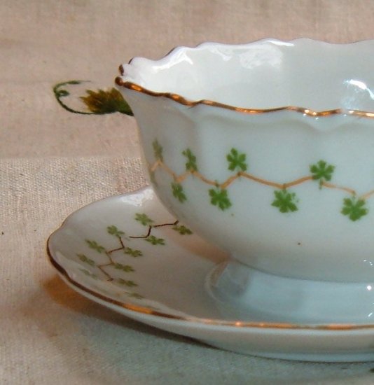 Victoria Austria Porcelain Sauce with Underplate Green Backstamp, pre 1918