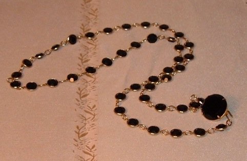 Vintage Black Crystal Necklace circa 1970s or 80s