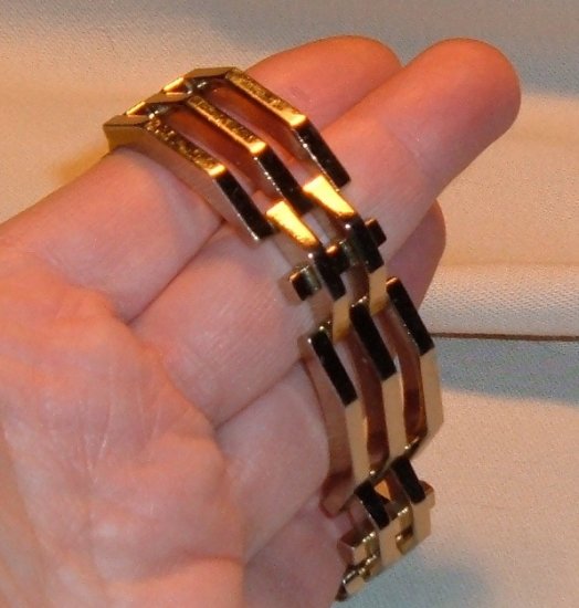 Vintage Jewelry Monet Bracelet 1950s Heavy Art Deco Style