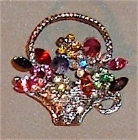 Vintage Rhinestone Brooch Basket Bouquet for Spring