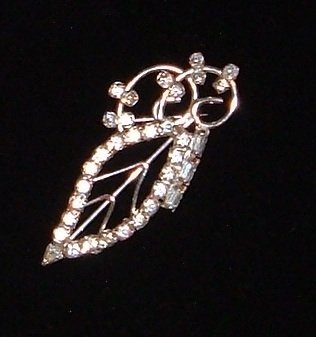 Vintage Sterling and Rhinestone Brooch Marked LG